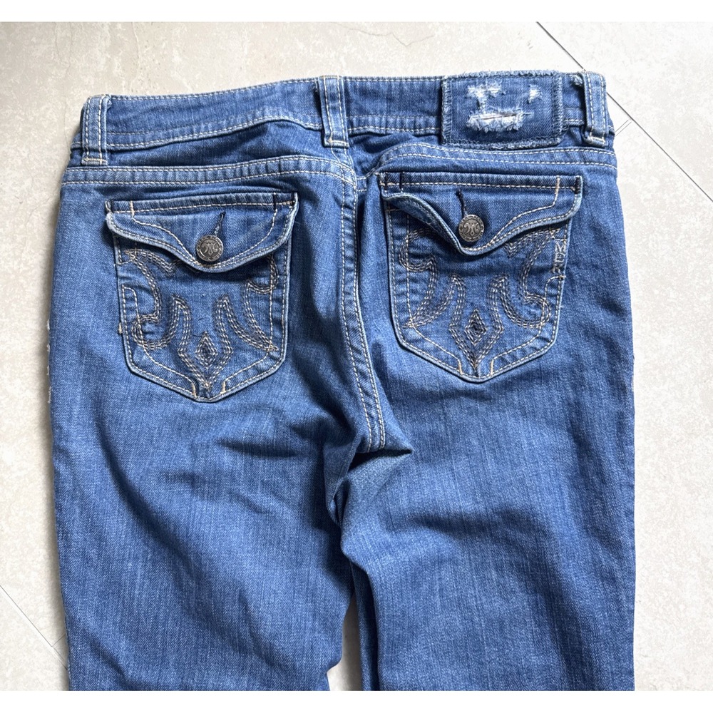 VTG MEK Chicago Bootcut Blue Jeans Woman 29x34 Flap Pocket Low Rise Long Casual